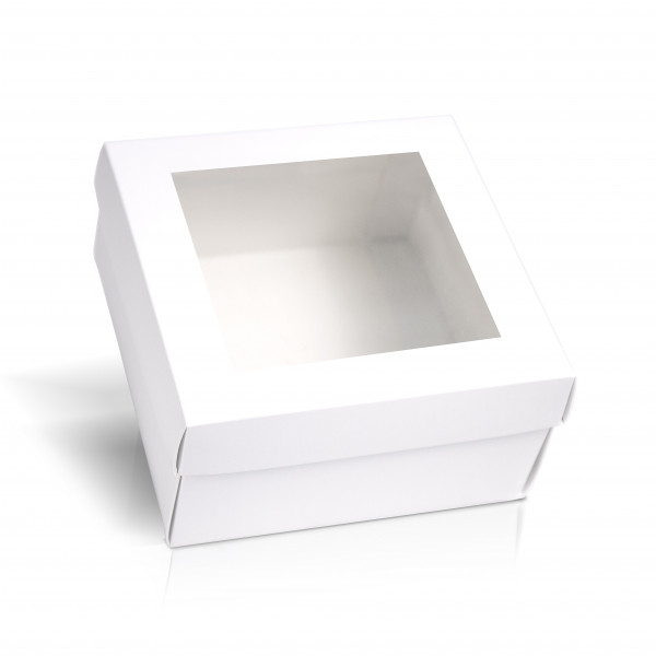 Caja blanca 20 x 20 x 10 cm con ventana transparente