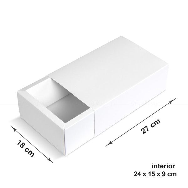 Caja blanca 27 x 18 x 9 cm deslizada