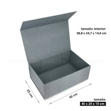 Caja gris 40 x 25 x 15 cm con imán