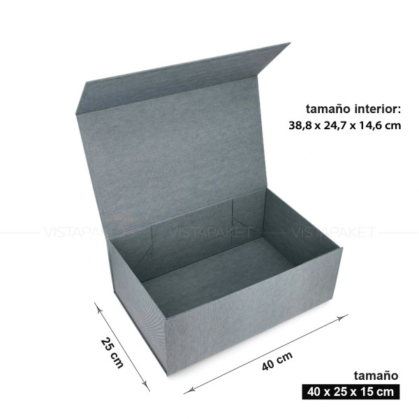 Caja gris 40 x 25 x 15 cm con imán