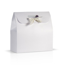 Bolsa-caja de cartón blanco 34x14x35 cm Vertical con asas troqueladas