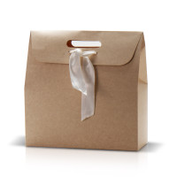 Bolsa de cartón kraft 34x14x35 cm Vertical con asas troqueladas