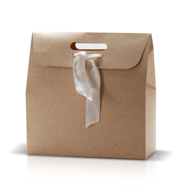 Bolsa de cartón kraft 34x14x35 cm Vertical con asas troqueladas