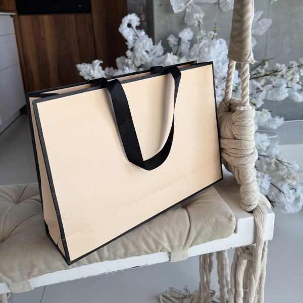 Bolsa de papel crema 35x9x25 cm Horizontal