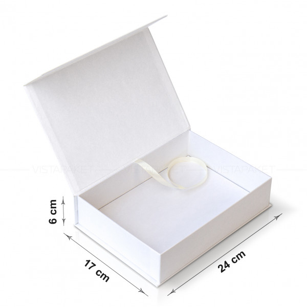 Caja blanca 24 x 17 x 6 cm con imán