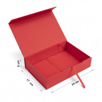 Caja de color rojo 24 x 17 x 6 cm con imán