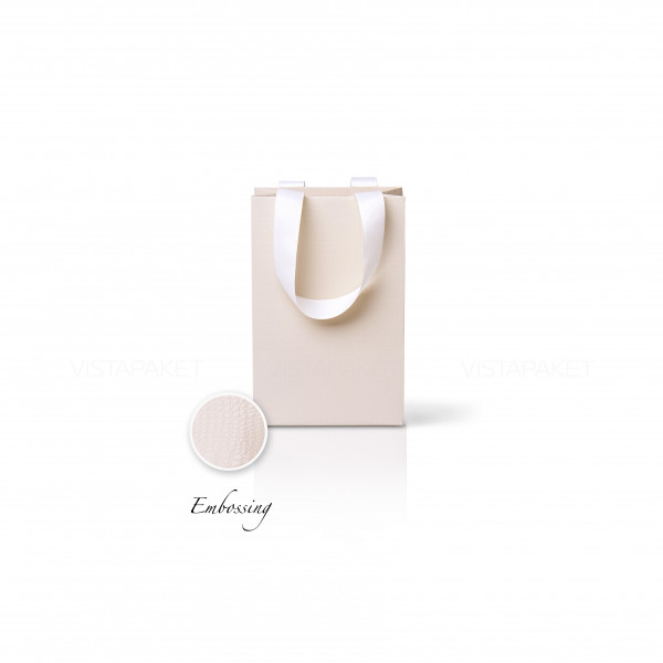 Bolsa de papel crema 15x8x23 cm Embossing, estructura 12 Vertical