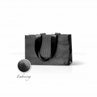 Bolsa de papel negro 23x8x15 cm Embossing, estructura 12 Horizontal