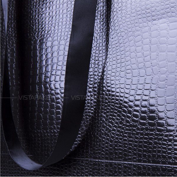 Bolsa de papel negro 23x8x15 cm Embossing, estructura 12 Horizontal