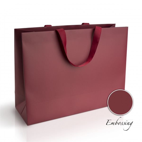 Bolsa de papel 45x15x33 cm vino Embossing, estructura 18 Horizontal